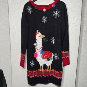 Fun Llama Holiday Sweater Dress